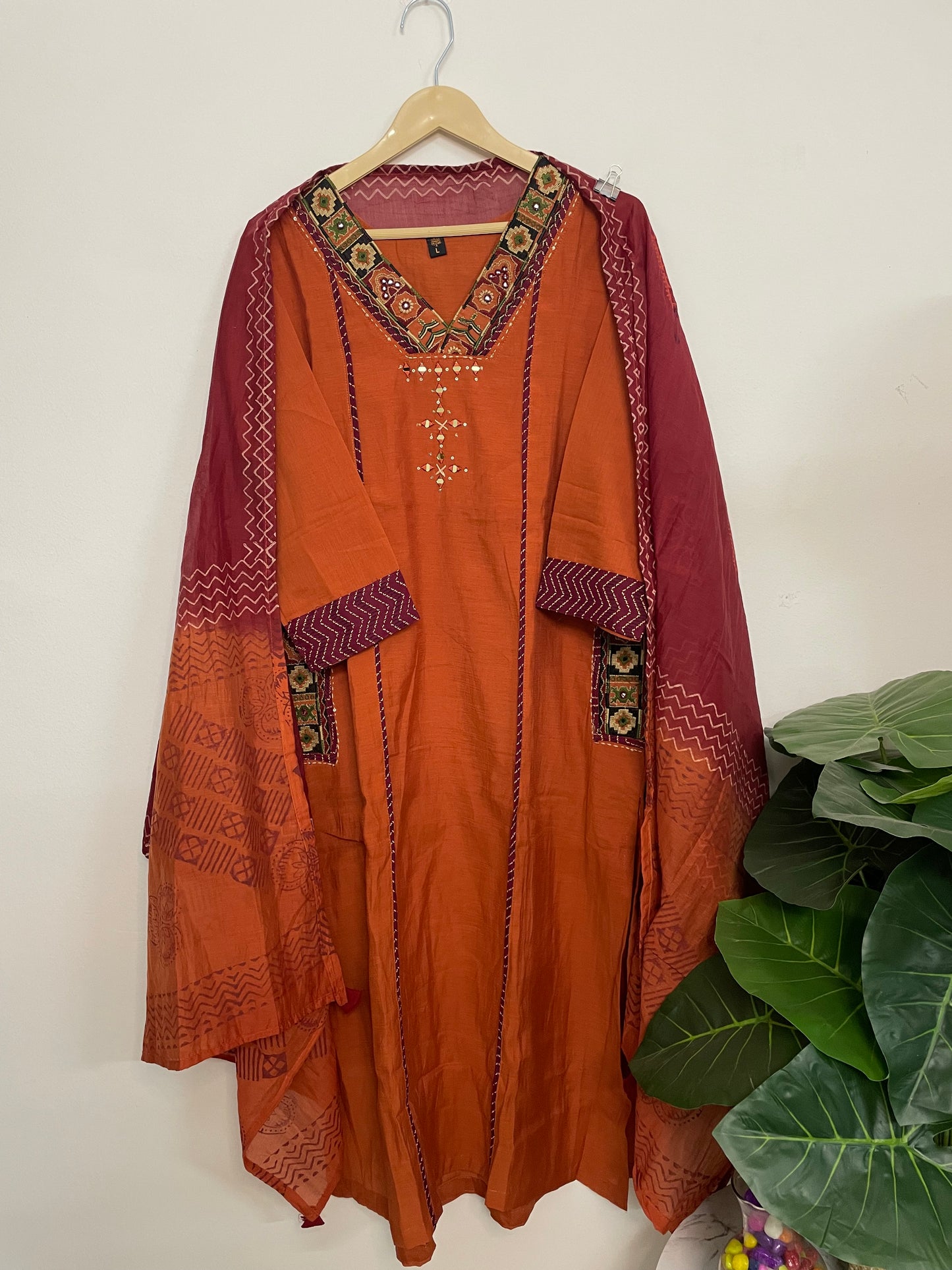 T068-Premium Pure cotton kurti with pant and dupatta