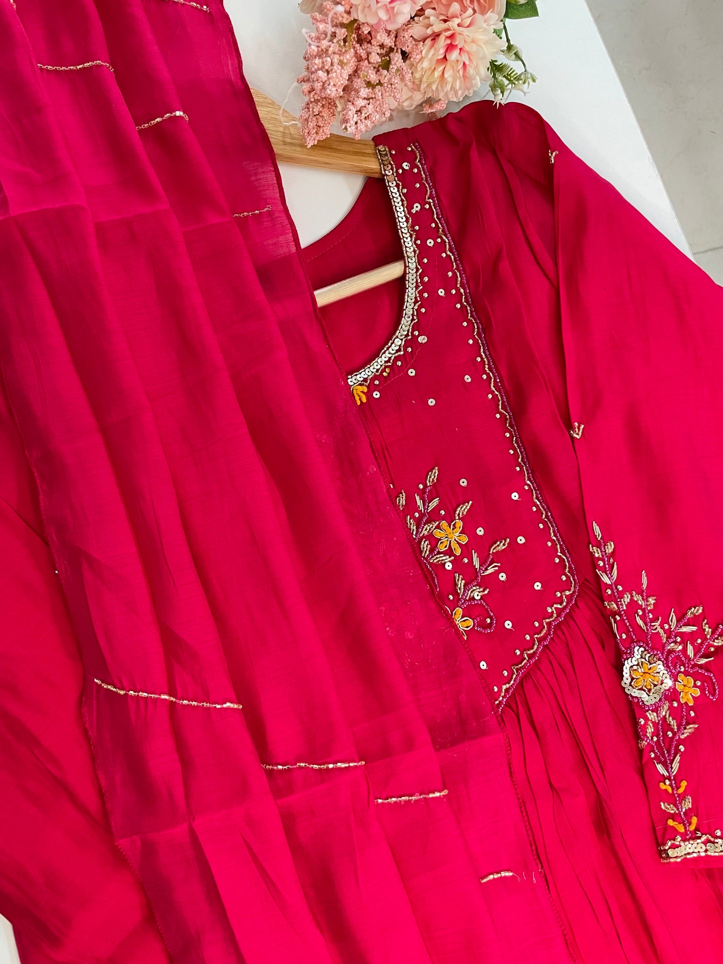 T055-Premium Mul Chanderi Kurti with pant and dupatta