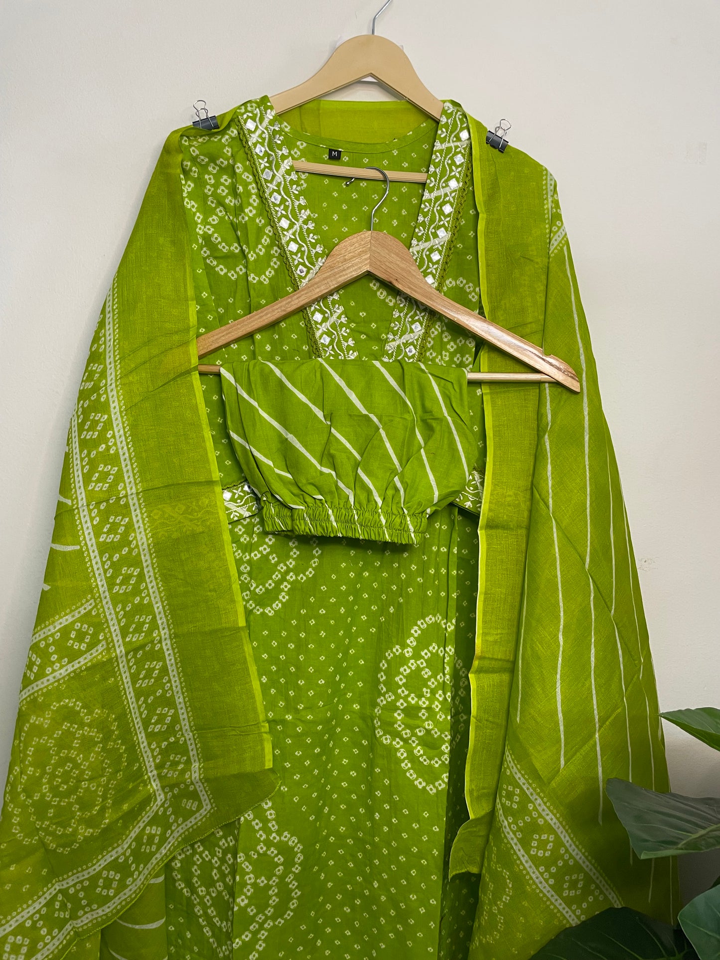 T095- Premium Pure Cotton A-line kurti with pant and dupatta