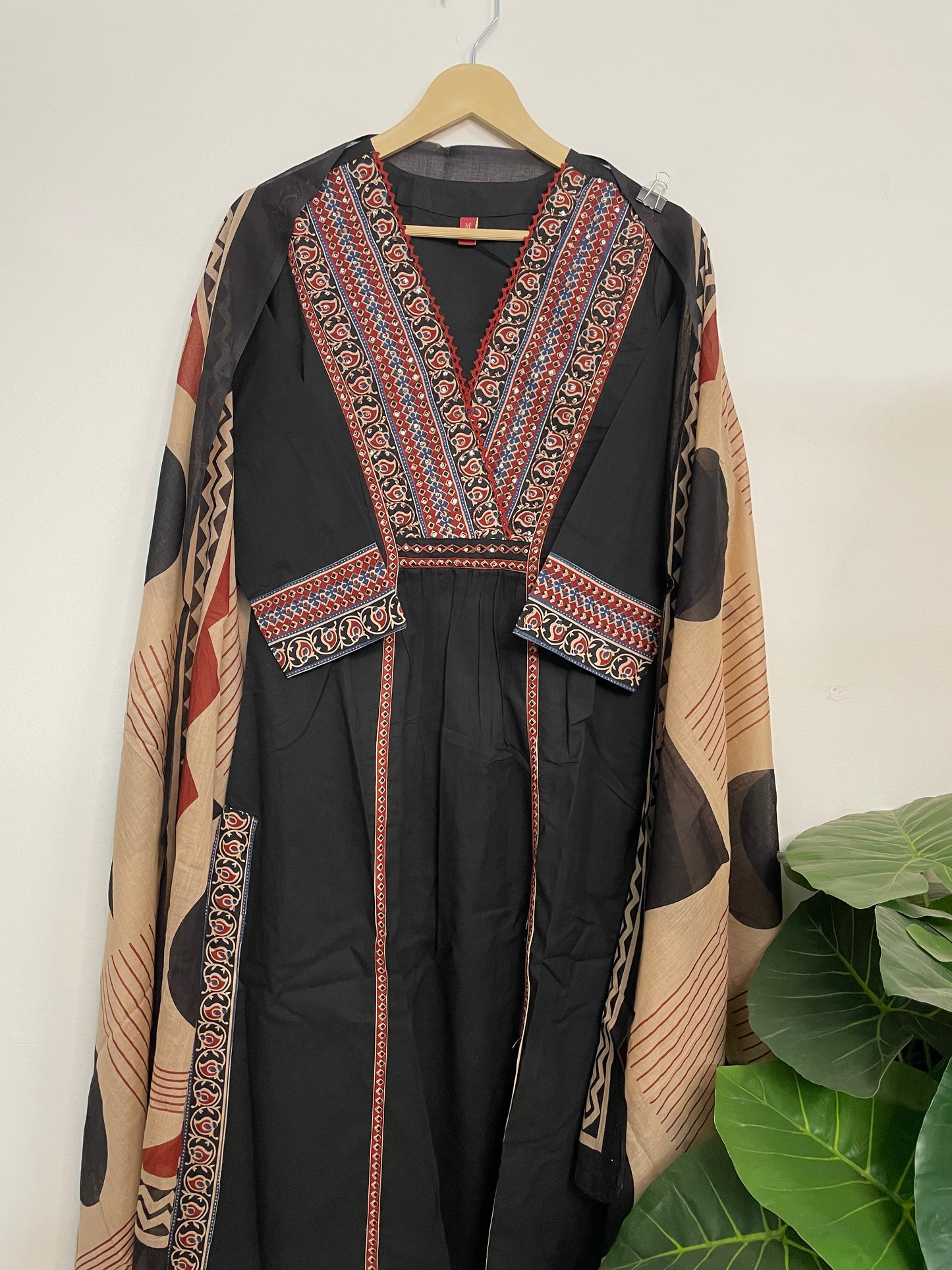 T082- Premium Pure Cotton A-line kurti with pant and dupatta