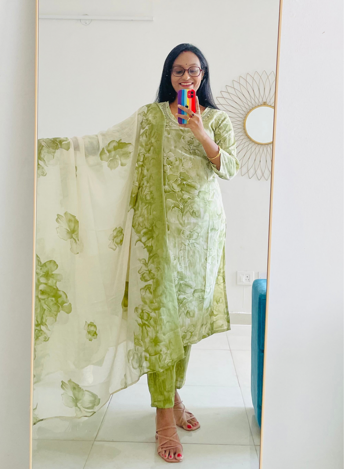 T020-Premium Pure cotton kurti with pant and dupatta