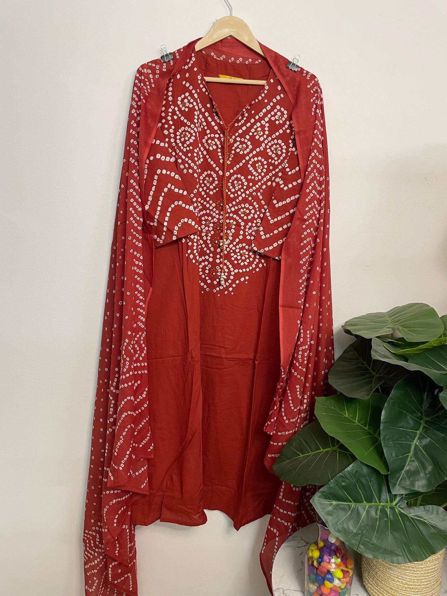 T085- Premium Pure Cotton Straight Kurti with pant and dupatta