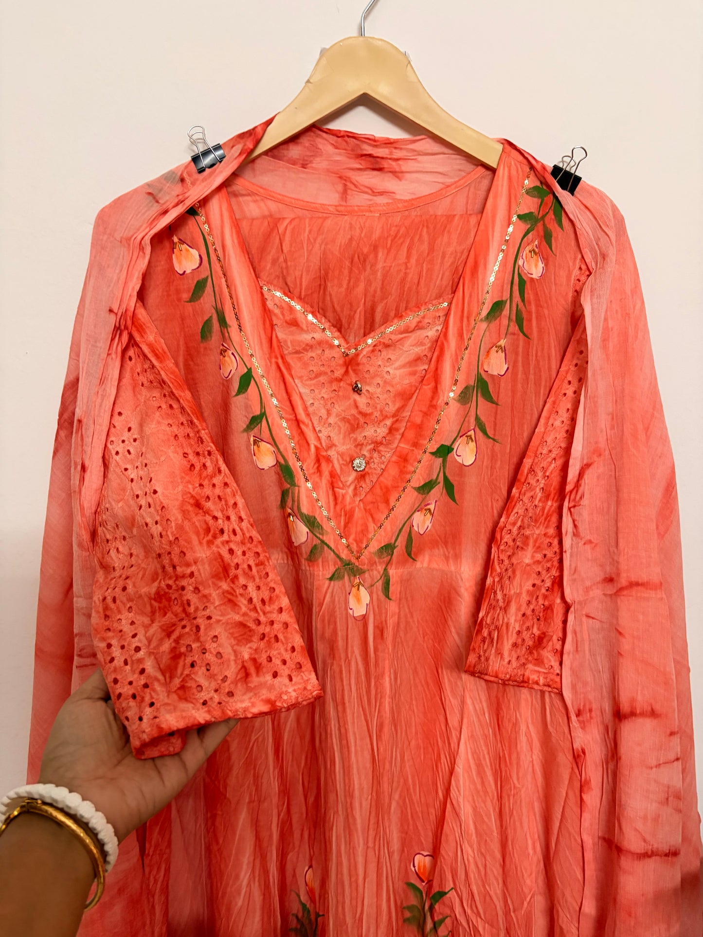 T113- Premium Pure Cotton Anarkali kurti with pant and dupatta