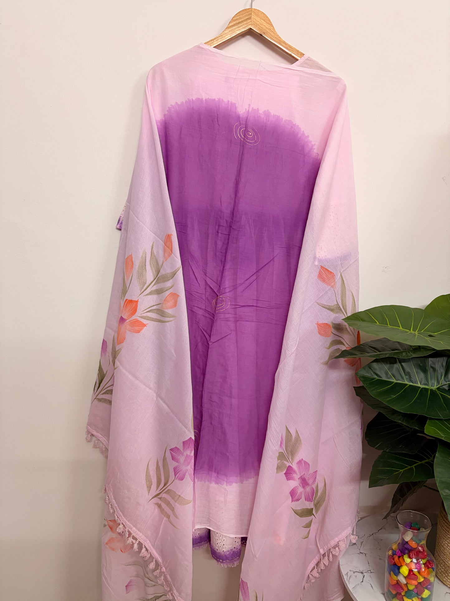 T115- Premium Pure Cotton Anarkali kurti with pant and dupatta