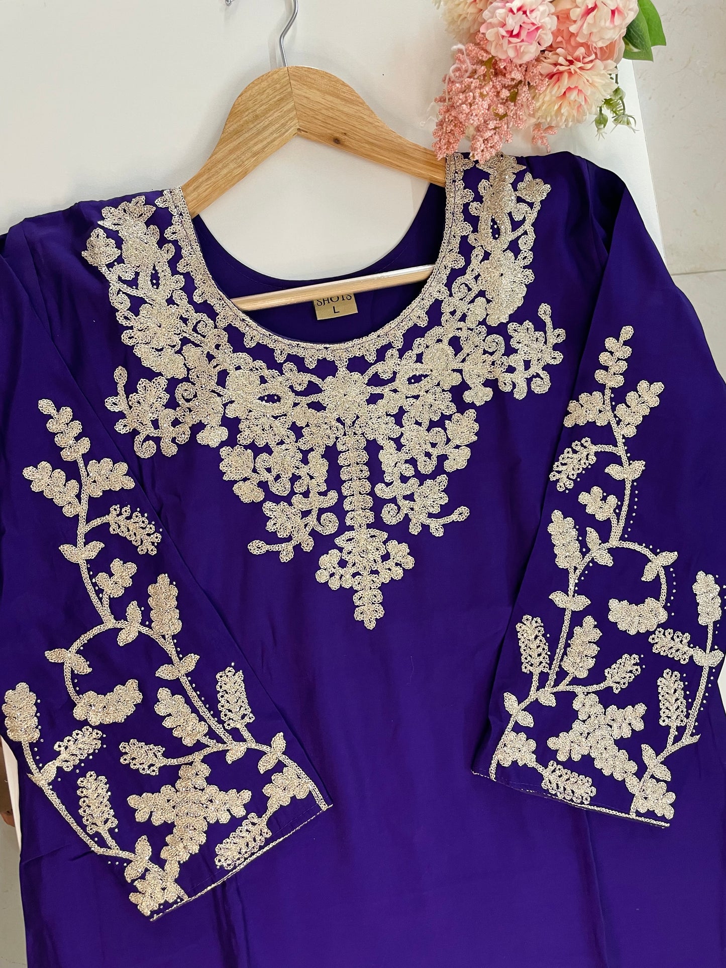 T048-Premium Roman Silk kurti with pant and dupatta