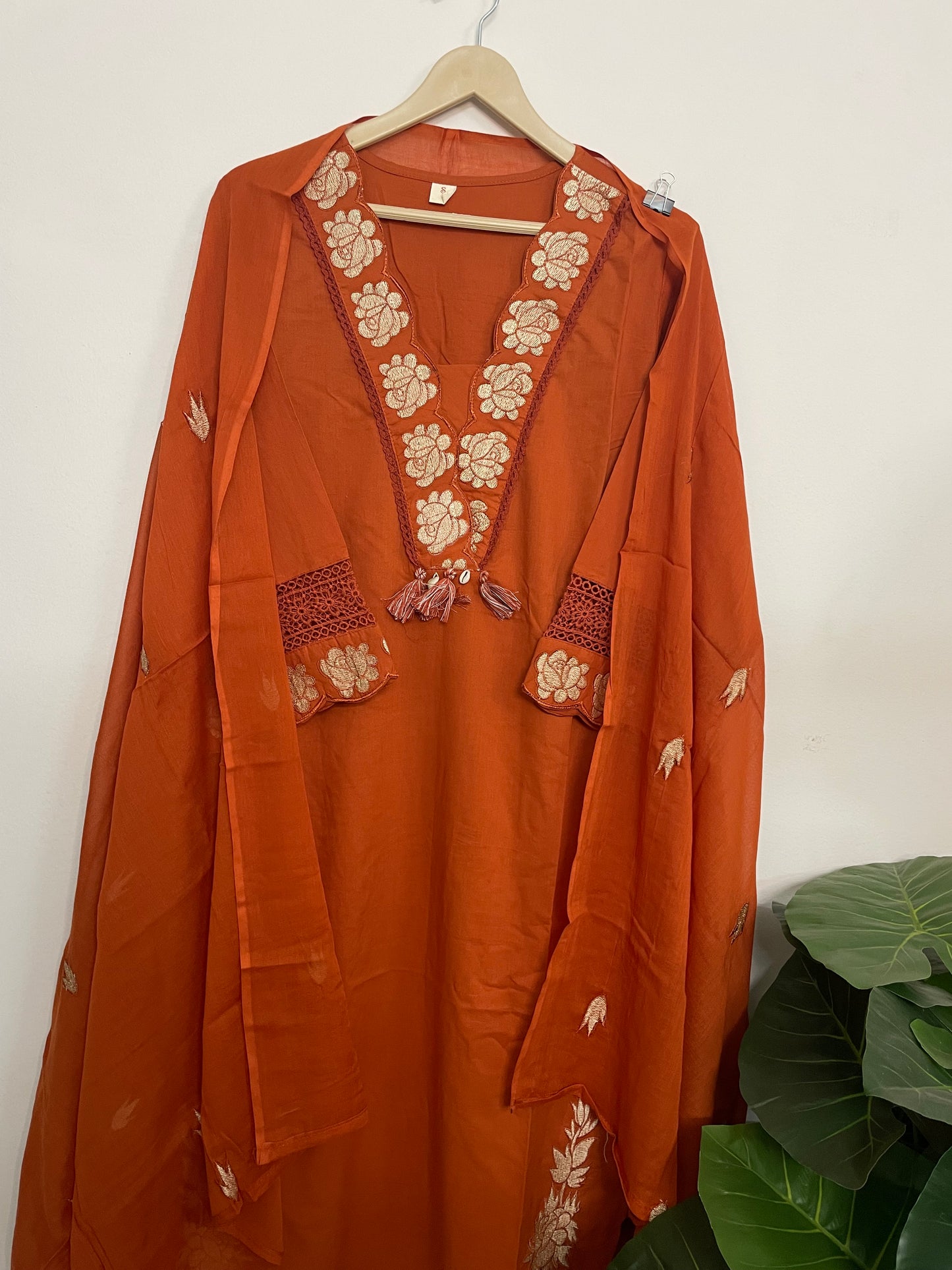 T071-Premium Pure cotton kurti with pant and dupatta