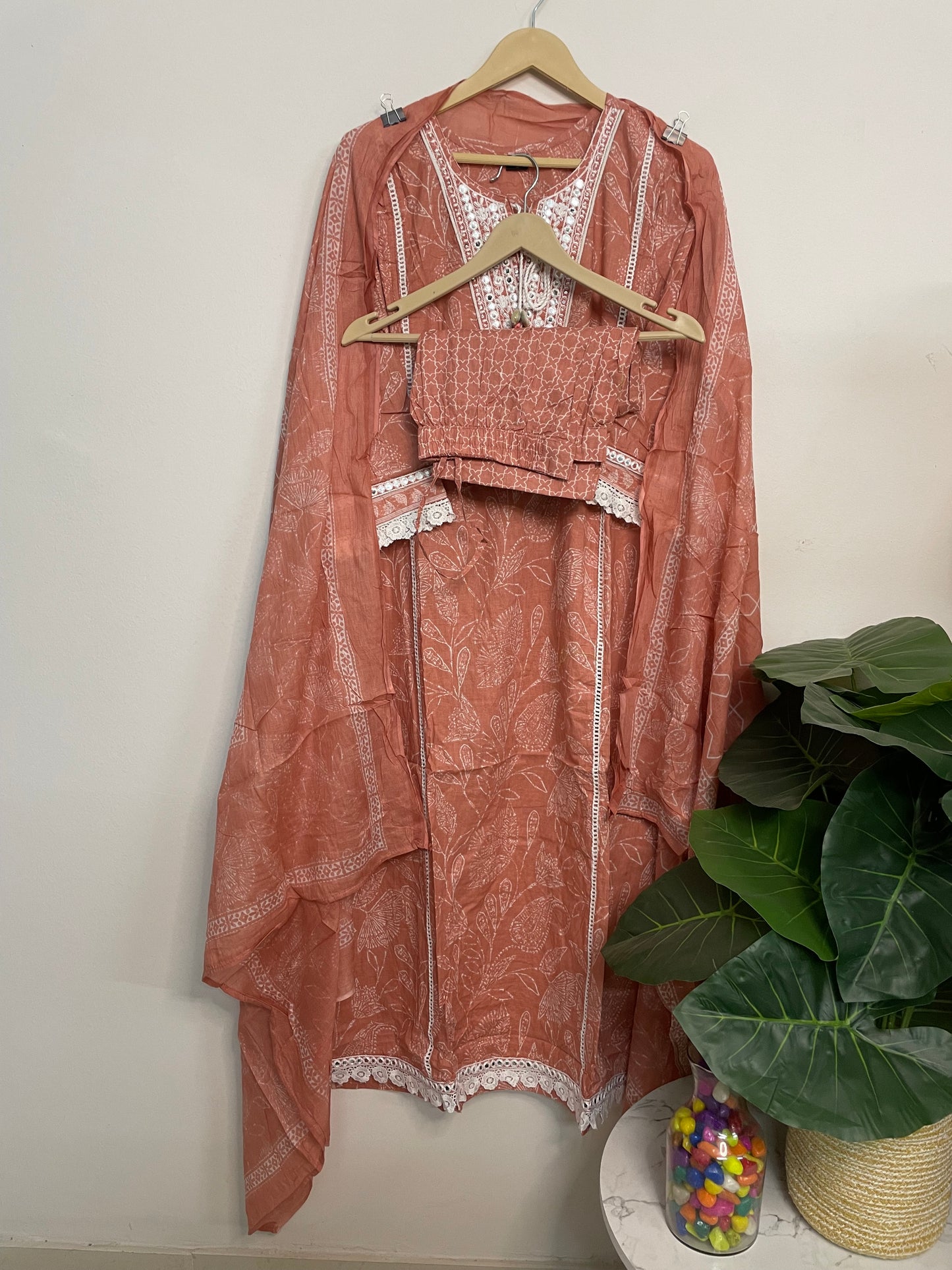 T080- Premium Pure cotton kurti with pant and dupatta