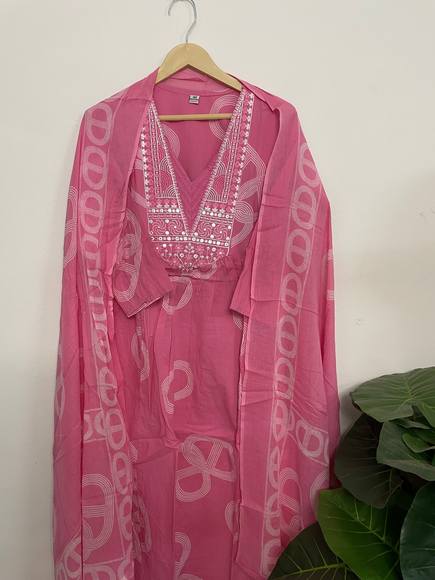 T075-Premium Pure cotton kurti with pant and dupatta