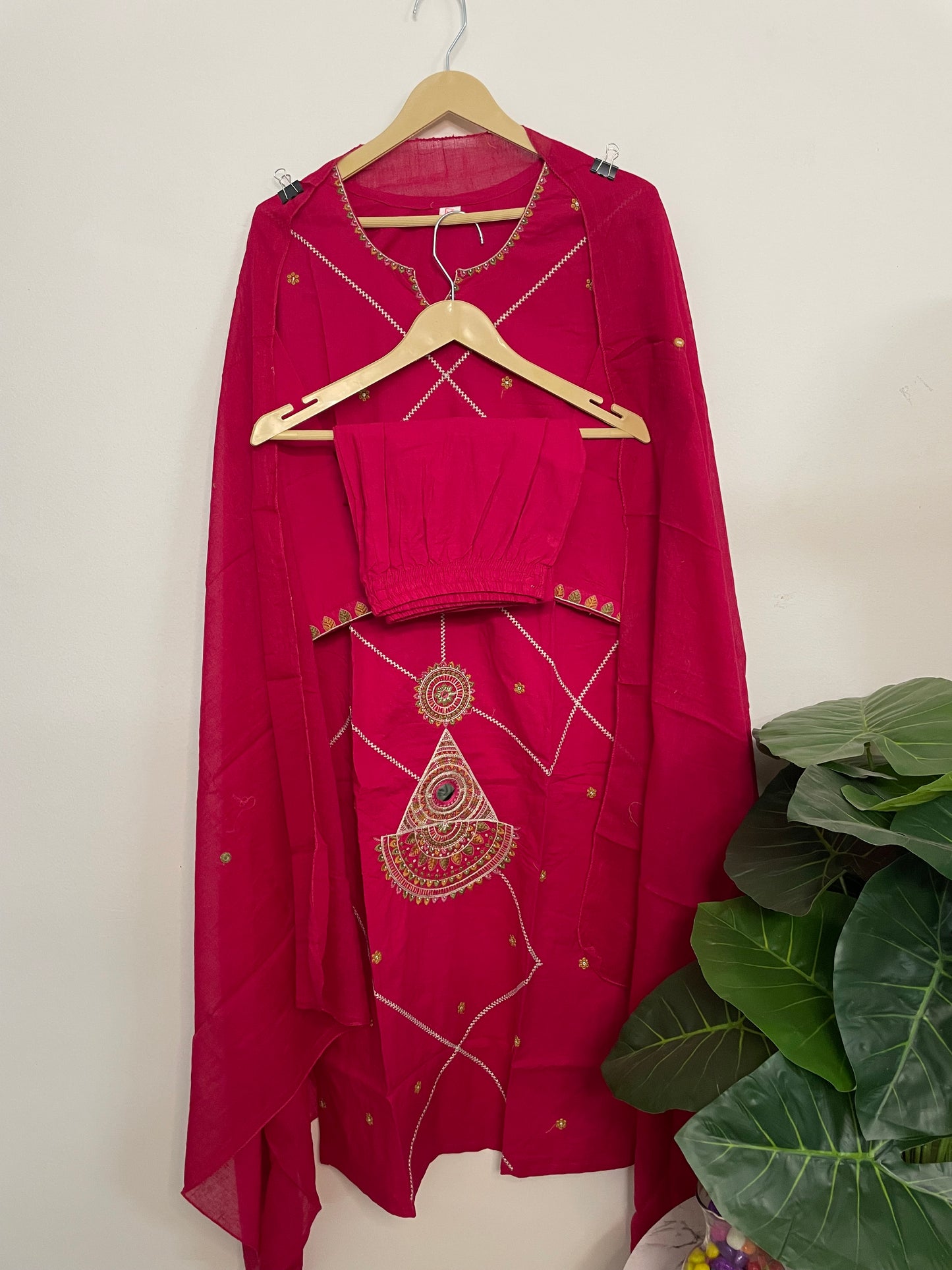 T073-Premium Pure cotton kurti with pant and dupatta