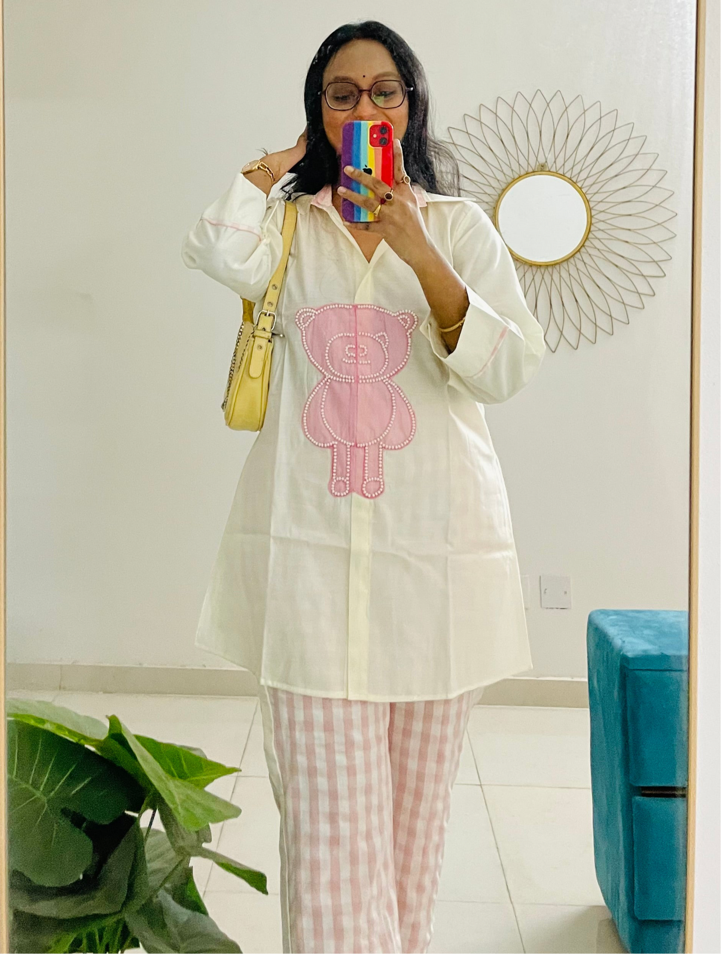 T038-PEARLY PINK PUFF TEDDY KISS COTTON CO-ORD