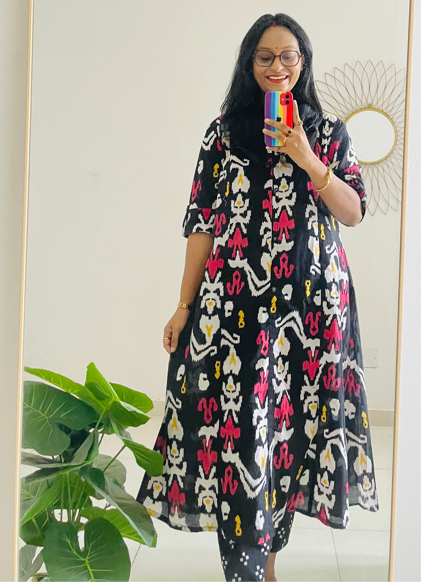 T029- BLACK IVORY COTTON KURTA SET