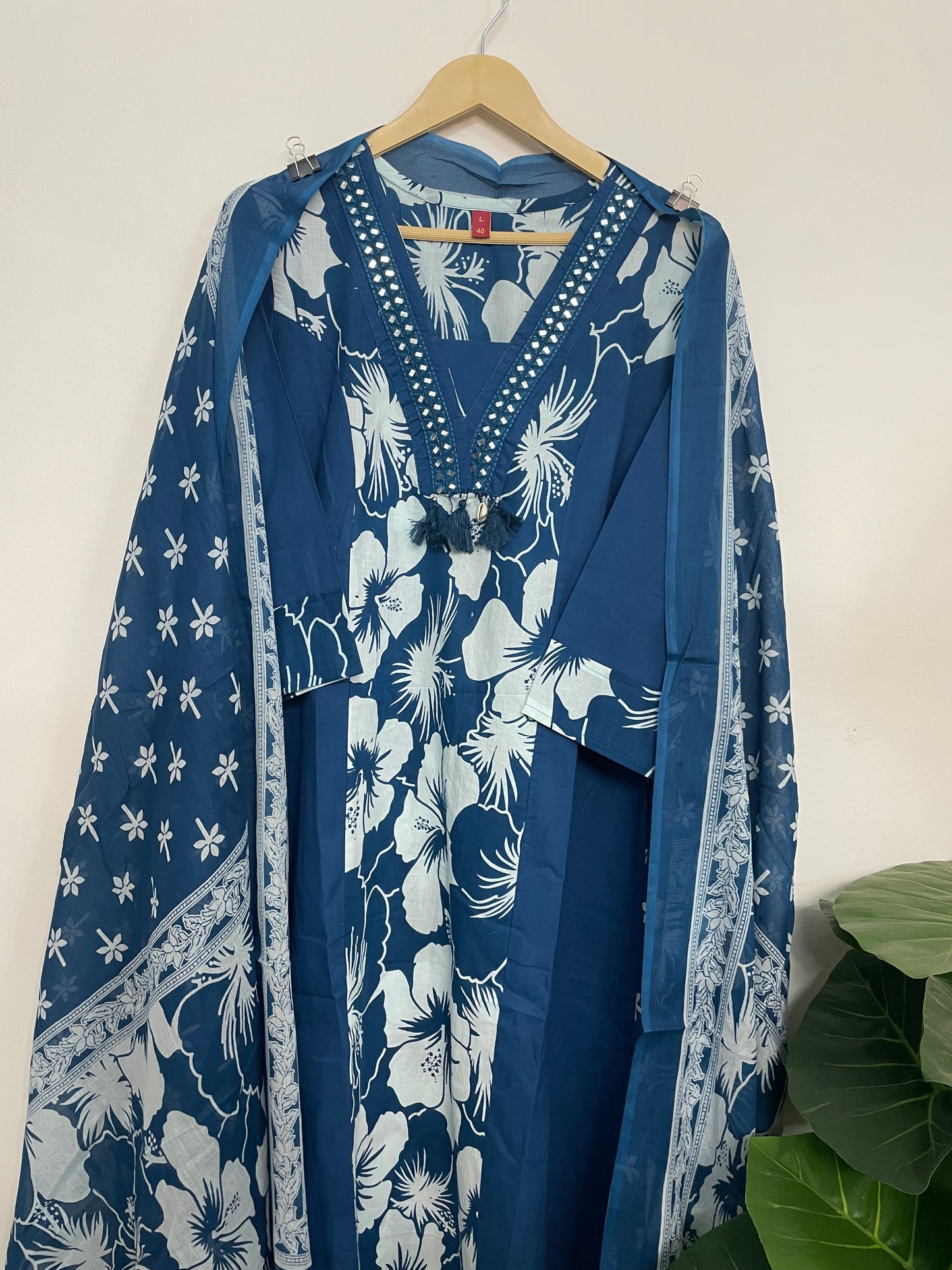 T072-Premium Pure cotton kurti with pant and dupatta