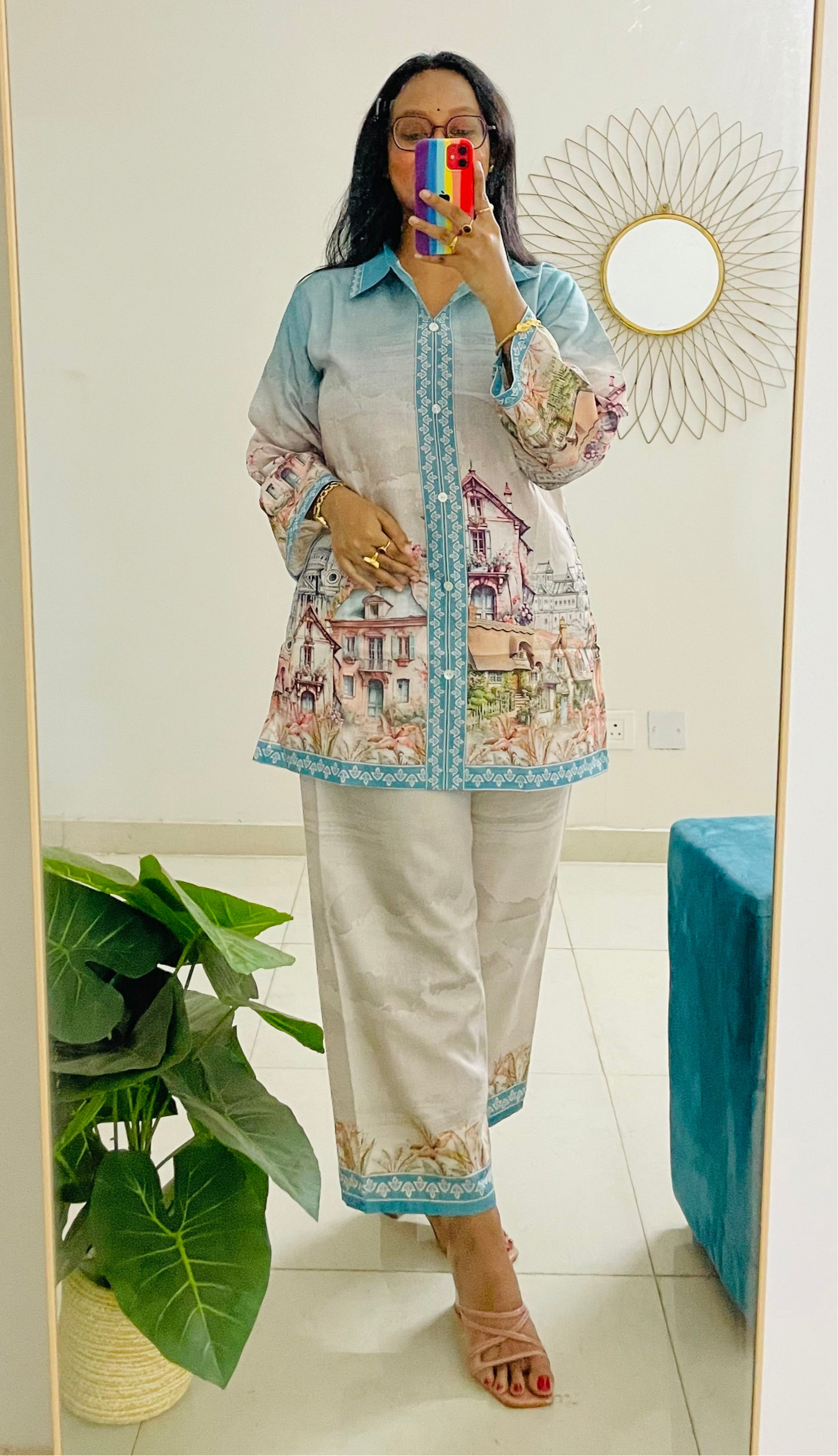 T040-CANVAS OF CLOUDS PAINTED COTTON CO-ORD